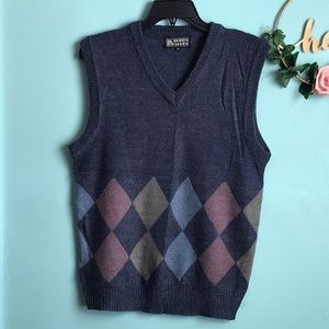 Vintage Loren Scott V-neck Argyle Print Sweater Vest